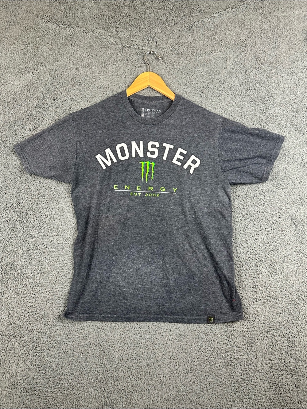 Monster Energy T Shirt Mens Large Gray Short Sleeve Graphic Logo Est 2002 Tee